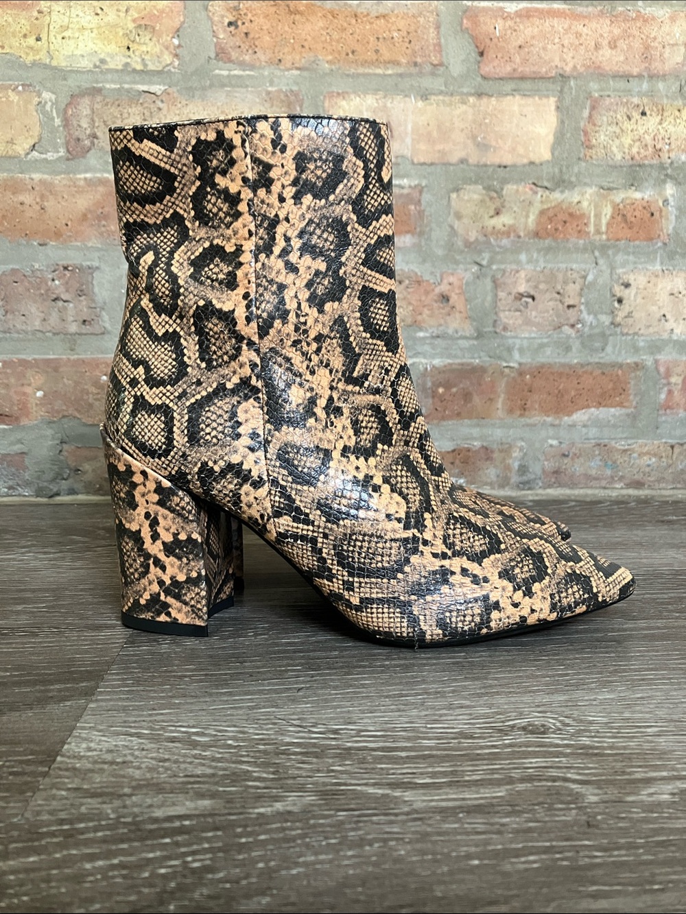 Aquatalia Women's Snake-Print Ankle Boots in Tan and Black